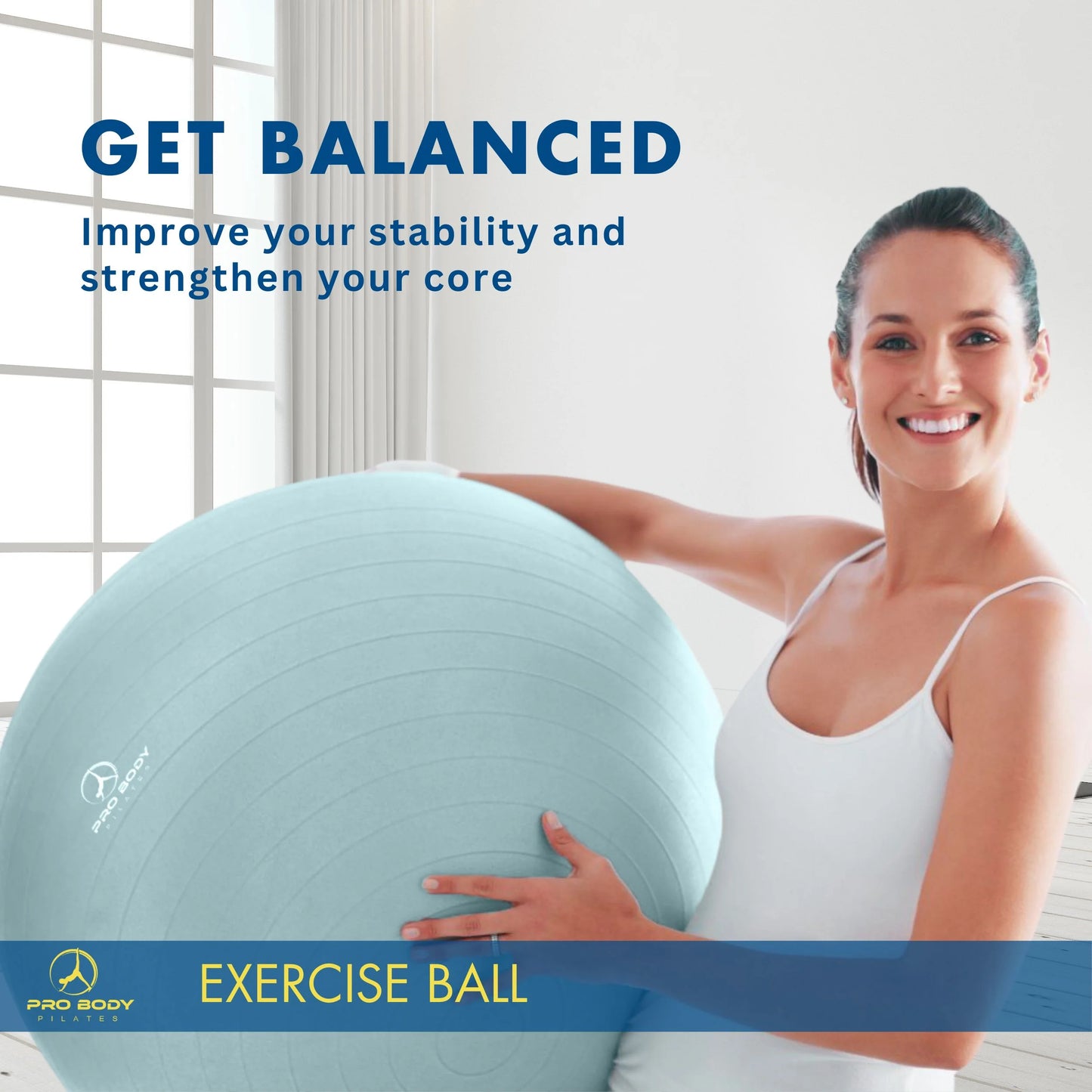 Ball Yoga Ball Exercise Ball, Balance Ball or Pregnancy Ball for Stability, Yoga Ball Chair, Therapy Ball Workout Ball or Birthing Ball for Pregnancy (Mist, 75 Cm)