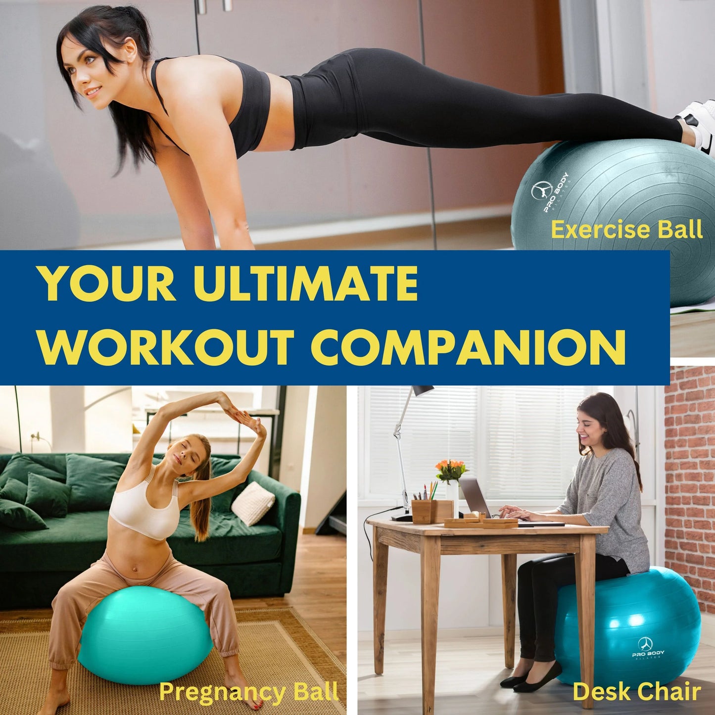 Ball Yoga Ball Exercise Ball, Balance Ball or Pregnancy Ball for Stability, Yoga Ball Chair, Therapy Ball Workout Ball or Birthing Ball for Pregnancy (Mist, 75 Cm)